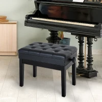 HOMCOM Adjustable Piano Bench with Storage and Soft PU Leather Padded, with Enough Music Storage Design, Black(m-8)