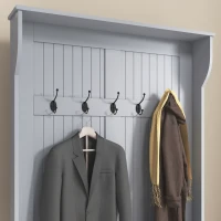 HOMCOM Modern 3-In-1 Entryway Hall Tree with Coat Rack, Bench and Shoe Storage, 5 Hooks for Hallway, Living Room, Grey(m-10)