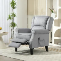 HOMCOM Push Back Recliner Chair, Vibration Massage Recliner for Living Room with Extendable Footrest, Remote, Pocket, Grey(m-8)