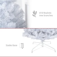 HOMCOM 7 FT Artificial Christmas Tree Pencil Xmas Tree with Stand, 818 Tips, Holiday Home Indoor Decoration for Party, White(m-6)