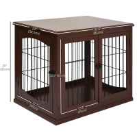 PawHut 26" Wooden Dog Cage with Double Door Entrance & Simple Modern Design, Brown(m-3)