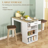 HOMCOM Bar Table with Drawer and 3 Storage Shelves, Bar Height Table, High Top Pub Table for Home Bar, Kitchen, Grey(m-4)