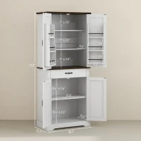 HOMCOM 71" Tall Kitchen Cabinet, Farmhouse Pantry Cabinet w/ Barn Doors, 6 Shelves w/ 2 Doors, Drawer and Adjustable Shelves, White(m-3)