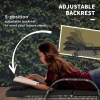 Outsunny 2 Reclining Chaise Lounge Chairs, Rolling Outdoor Chairs with Cushion, Pillow, Headrest, Armrests, and Wheels, Black(m-6)