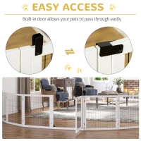 PawHut Wooden Pet Gate, 6-Panel Folding Dog Safety Barrier with Support Feet for Small & Medium Dogs, White(m-4)