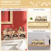 HOMCOM Christmas Village House Decoration, Pre-lit Winter Wonderland with 15 Battery Operated LED Lights, Indoor Room Decor Collection(m-7)