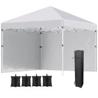 Outsunny 10' x 10' Pop Up Canopy with Sidewalls, Roller Bag, Height Adjustable Instant Tent for Outdoor, Garden, Patio, White(m-11)
