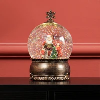 HOMCOM Lighted Christmas Snow Globe with Swirling Glitter, Battery Operated Musical Snow Globe for Holiday, Bronze(m-10)
