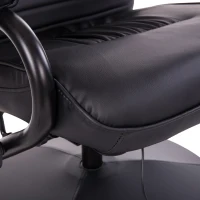 HOMCOM Massaging Faux Leather Recliner Chair and Ottoman Set, Swivel Vibration Massage Lounge Chair with Remote Control for Living Room, Bedroom, or Office, Black(m-9)