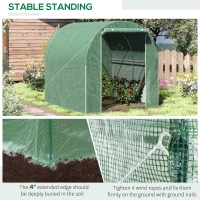 Outsunny 6' x 6' x 6' Tunnel Greenhouse Outdoor Walk-In Hot House with Roll-up Plastic Cover and Zippered Door, Steel Frame, Green(m-5)