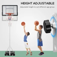 Soozier Portable Basketball Hoop, 7ft-8.5ft Height Adjustable Basketball System with Wheels & 32.3" Backboard for Youth Junior(m-4)