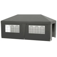 Outsunny 10' x 19.5' Pop Up Canopy Tent Height Adjustable Event Shelter w/ Sidewalls, Leg Weight Bags, Wheeled Carry Bag, Gray(m-1)