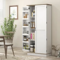 HOMCOM 70" Tall Kitchen Pantry Cabinet with Spice Racks and Adjustable Shelves for Living Room, Dining Room, White(m-10)