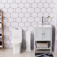 HOMCOM Small Toilet Paper Cabinet, Bathroom Corner Cabinet with Doors and Shelves for Paper Shampoo, White(m-8)