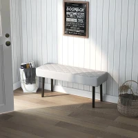 HOMCOM End of Bed Ottoman Bench, 39.4" Faux Leather Upholstered Entryway Bench with Metal Legs and Padded Seat, Gray(m-7)