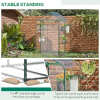 Outsunny Outdoor Walk-in Mini Greenhouse with Mesh Door & Windows, Small Portable Garden Green House with 3 Tiers 6 Shelves, Trellis, & Plant Labels(m-7)