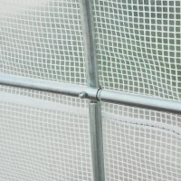 Outsunny 14.6x6.6x6.6ft Walk-in Tunnel Greenhouse Portable Garden Plant Growing Warm House with Door and Ventilation Window White(m-9)