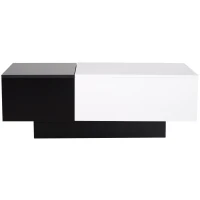HOMCOM Rectangular Wooden Chest Coffee Table with Slide Top Trunk Storage, Black and White(m-7)