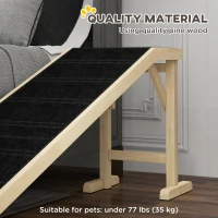 PawHut Dog Ramp for Bed, Pet Ramp for Dogs with Non-Slip Carpet and Top Platform, 74" x 16" x 25", Natural(m-4)