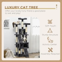 PawHut 68-inch Multi-Level Cat Scratching Tree Kitty Activity Center Post Tower Condo Pet Furniture w/ Toy Charcoal Grey(m-4)