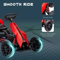Aosom Kids Pedal Go Kart W/ Adjustable Seat, Swing Axle, Red(m-6)