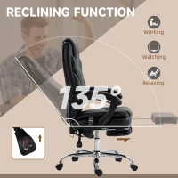 Vinsetto 6 Point Vibration Massage Office Chair, PU Leather Heated Reclining Computer Chair with Footrest, Black(m-6)