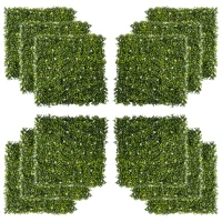 Outsunny 12PCs Grass Wall Panels, 20" x 20" Artificial Grass Wall Decor, Greenery Backdrop Panels Wall for Outdoor, Indoor, Garden, Fence, Backyard, Green and White(m-1)