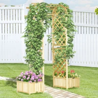 Outsunny 7.5' Wooden Wedding Arch, Garden Arch Arbor for Climbing Plants & Trellis Design, Great for Vines, or as Balloon Decoration Stand for Indoor Outdoor Ceremony, Party, Backdrop, Natural(m-10)