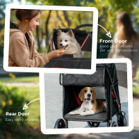 PawHut One-Click Foldable Dog Stroller for M, L Dogs, Pet Stroller, Black(m-7)