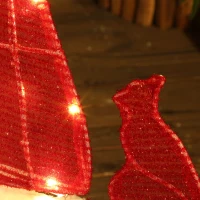 Outsunny Light Up Gnome Yard Decoration, Lighted Elf Gnome Christmas Decoration for Indoor, Outdoor, Garden, Lawn, Red(m-10)