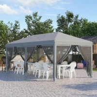 Outsunny 10' x 20' Pop Up Canopy Tent Gazebo with Removable Mesh Sidewall Netting, Carry Bag for Backyard Patio Outdoor, Grey(m-1)