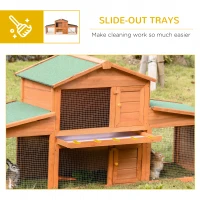 PawHut 2-Story Wooden Rabbit Hutch Backyard Bunny Cage Small Animal  House with Outdoor Run(m-6)