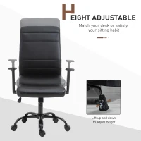 Vinsetto Office Chair High Back Height Adjustable Rolling Swivel Chair with Rocking Function Faux Leather Computer Desk , Black(m-4)