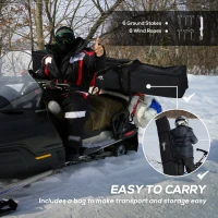 Outsunny 5-8 People Ice Fishing Shelter, Pop-Up Portable Ice Fishing Tent with Carry Bag, Two Doors, Windows and Vents, Ice Shanty for Winter Fishing, Red(m-6)