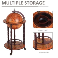 HOMCOM Rolling 18" Globe Bar, Liquor Cabinet with Bottle Shelf Holder Wine Host Trolley with Wheels(m-5)
