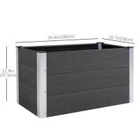 Outsunny 3' x 2' x 2' Raised Garden Bed, Wood Plastic Planter Box for Flowers, Vegetable, Herb, Grey(m-4)