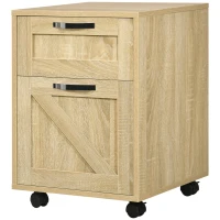 Vinsetto Farmhouse Vertical Filing Cabinet, 2 Drawers File Cabinet with Hanging Bars for Letter and A4 Size, Rolling Printer Stand for Home Office, Natural(m-11)