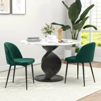 HOMCOM Set of 2 Mid-Back Dining Chair, Mid-Back Velvet-touch Upholstery Kitchen Chair for Living Room Dining Room, Green(m-1)