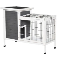 PawHut 36" Rabbit Hutch Bunny Cage Small Animal House with Weatherproof Roof Romevable Tray and Enclosed Run, Indoor/outdoor(m-1)