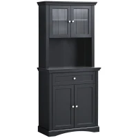 HOMCOM Tall Colonial Style Kitchen Pantry Storage Cabinet W/ Adjustable Shelves Black(m-2)