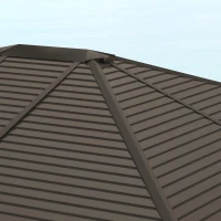 Outsunny 10' x 12' Deluxe Hardtop Gazebo with Metal Roof, Aluminum Frame Patio Gazebo Garden Sun Shelter Outdoor Pavilion with Curtains and Netting, Grey(m-10)