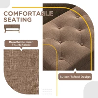 HOMCOM Upholstered Bedroom Bench, End of Bed Bench, Ottoman with Wood Legs, 35.75"W x 16.25"D x 19.75"H, Brown(m-5)