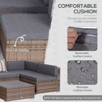 Outsunny 7-Piece Patio Furniture Sets Outdoor Wicker Conversation Sets All Weather PE Rattan Sectional Sofa, Grey(m-5)