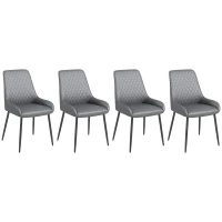HOMCOM Upholstered Kitchen Chairs, Modern Dining Chairs Set of 4 with Diamond Tufting and Steel Legs for Dining Room, Grey(m-2)