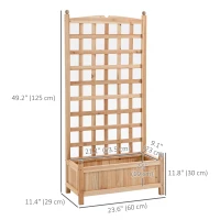 Outsunny 24" x 12" x 49" Raised Garden Bed with Trellis Board Back & Strong Wooden Design & Materials(m-3)