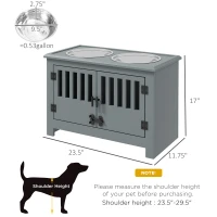 PawHut Dog Food Storage Cabinet with Bowls & Dog Feeding Station, Gray(m-3)