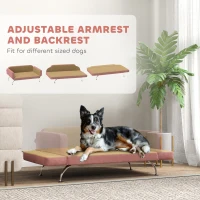 PawHut Dog Sofa Bed w/ Adjustable Armrest & Backrest for Small, Medium & Large Dogs, Pink(m-5)