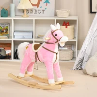 Qaba Rocking Horse Toddler Ride On Horse with Sound Saddle, Pink(m-10)