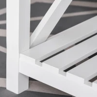 HOMCOM Farmhouse Coffee Table with Slatted Bottom Shelf, Center Table with X Bar Frame for Living Room, White, Natural(m-9)