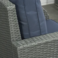 Outsunny Patio Furniture with Cushions, 6 Pieces PE Wicker Patio Sectional Furniture Conversation Set w/ a Three-Seat Sofa, 2 Recliner Chairs, 2 Footstools & Table, Dark Blue(m-10)